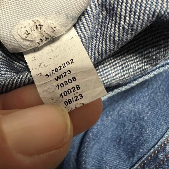 Loft Jeans Womens 32 /14  (35x26) The Straight High Rise Blue Cropped Button Fly - Picture 9 of 13